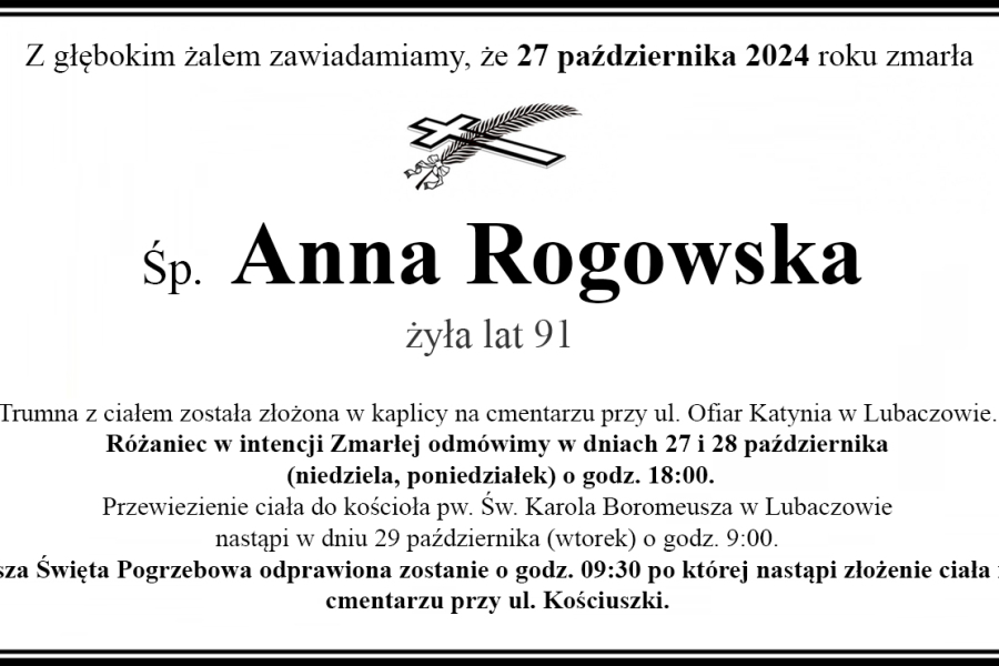 Zmarła Anna Rogowska